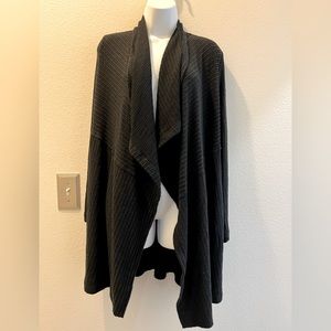 H by Bordeaux Black Mix Rib Open Front Cardigan XS